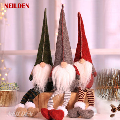 Figurine — BWFY 3pcs long legs Rudolph doll Christmas decoration set for children and hotels