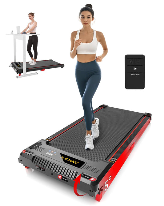 Walking pad treadmill - Anylife incline under desk design with remote control and LED display