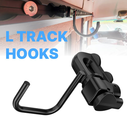 vandrabase 4Pcs L Track U-Hook Double Stud Tie Down Fitting, 1500 lbs Breaking Strength, Carbon Steel with Rust-Resistant Coating, Quick Release, L Track Accessories for Trailer, Truck, Garage Use