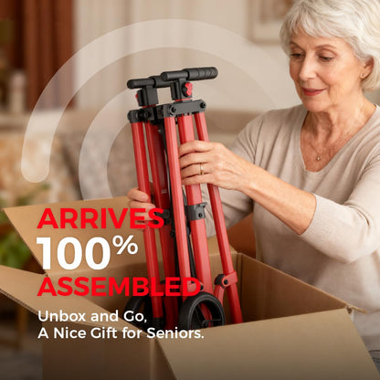 Rolloy walker — lightweight folding design with adjustable height and 2 wheels