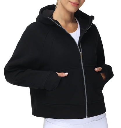 THE GYM PEOPLE sweatshirt — Full-zip fleece hoodie with pockets and thumb holes