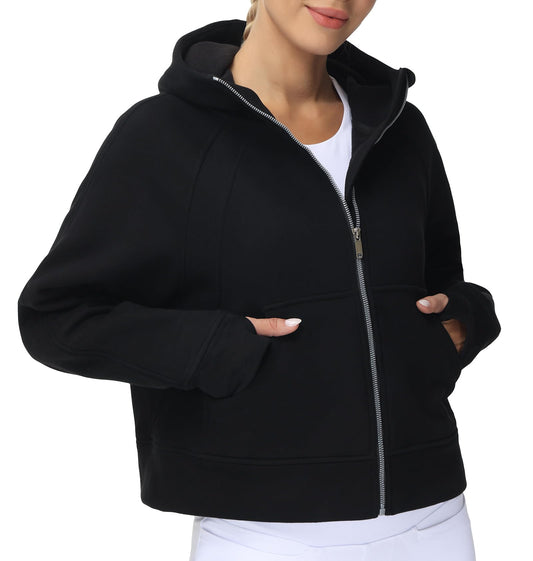 THE GYM PEOPLE sweatshirt — Full-zip fleece hoodie with pockets and thumb holes