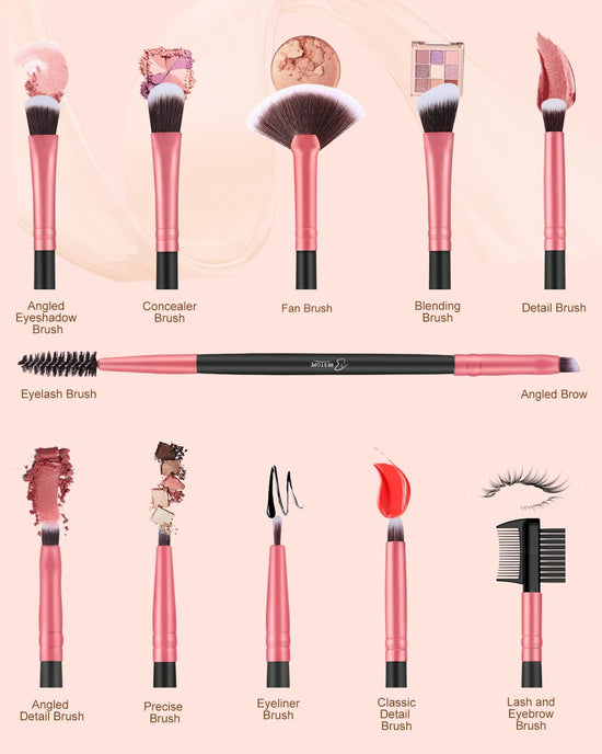 Cosmetic brush set — 16 pcs bestope pro synthetic foundation and eye brushes