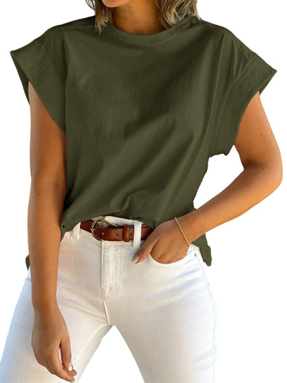 Shirt — Casual cap sleeve loose fit tee by Tankaneo