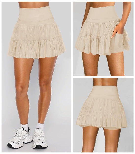 Women's high waisted pleated skort with pockets for athletic activities