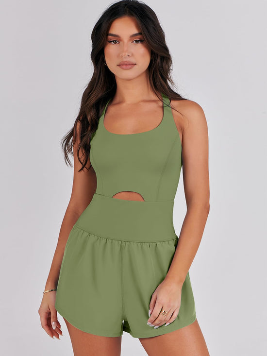 One-piece outfit — Caracilia women's workout athletic romper for summer gym wear