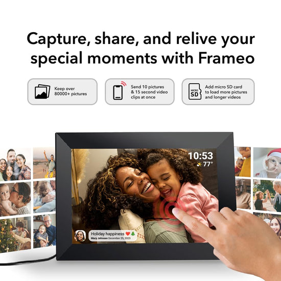 YunQiDeer digital picture frame — 10.1 inch WiFi photo sharing with touch screen