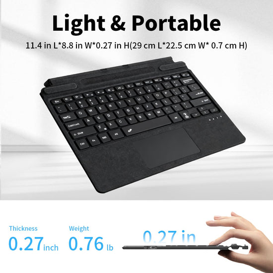 Sooguard Microsoft Surface Pro Keyboard for 11/10/9/8/X, 13" Ultra-Thin Detachable Bluetooth Type Cover with 7-Color Backlit, Multi-Touch Trackpad & Pen Holder