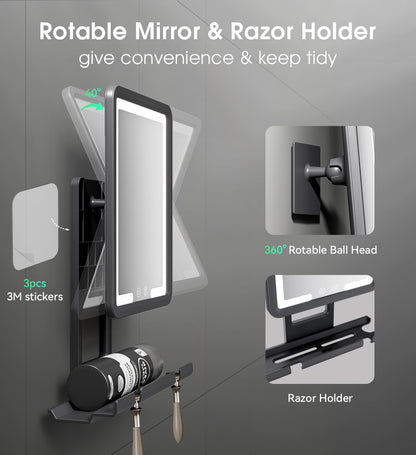 ZHENYEMEI shower mirror with fogless design for shaving