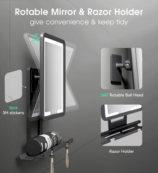 ZHENYEMEI shower mirror with fogless design for shaving