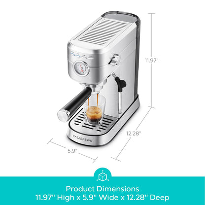 CASABREWS coffee maker — 20 bar pressure with milk frother and removable water tank