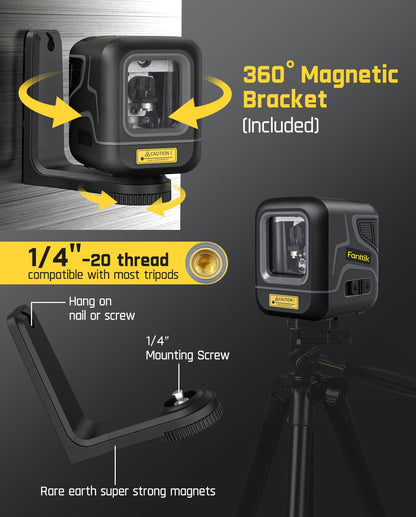 Fanttik D2 laser level — 100 ft self-leveling with magnetic bracket and pouch