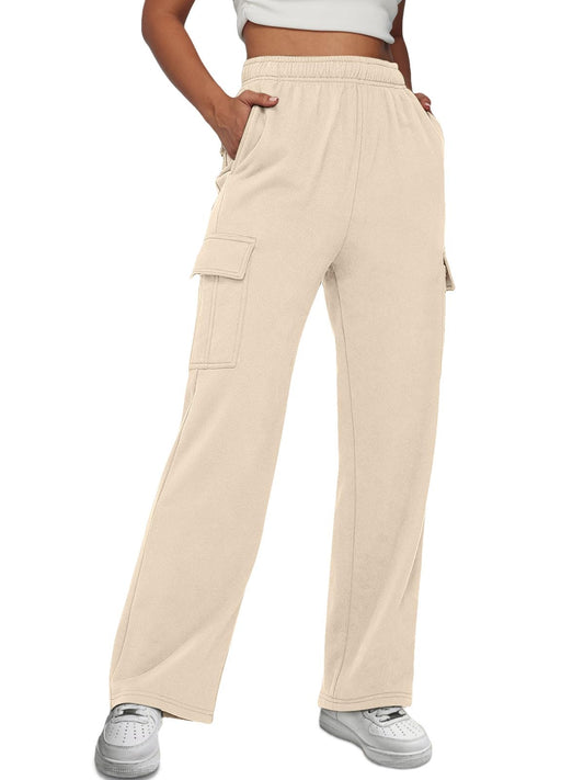 AUTOMET women's cargo sweatpants - Baggy fleece high waisted joggers