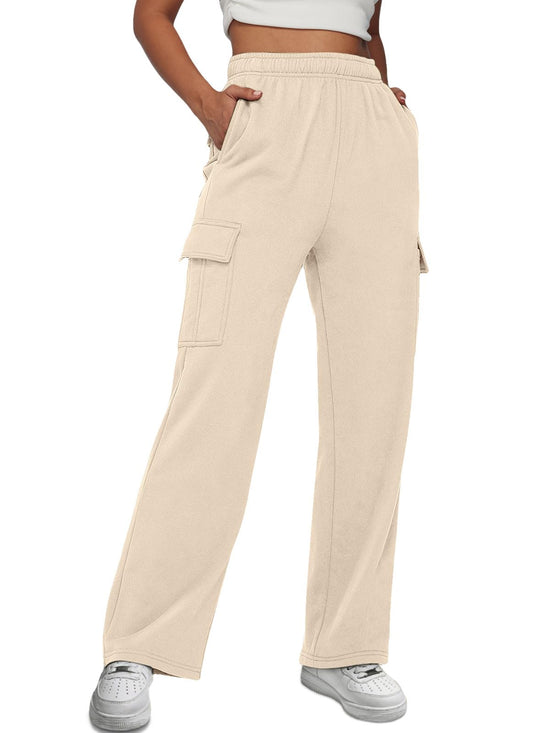 AUTOMET women's cargo sweatpants - Baggy fleece high waisted joggers
