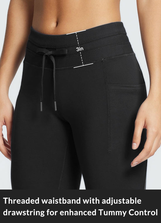 baleaf women's fleece lined leggings - water resistant high waisted pants with pockets