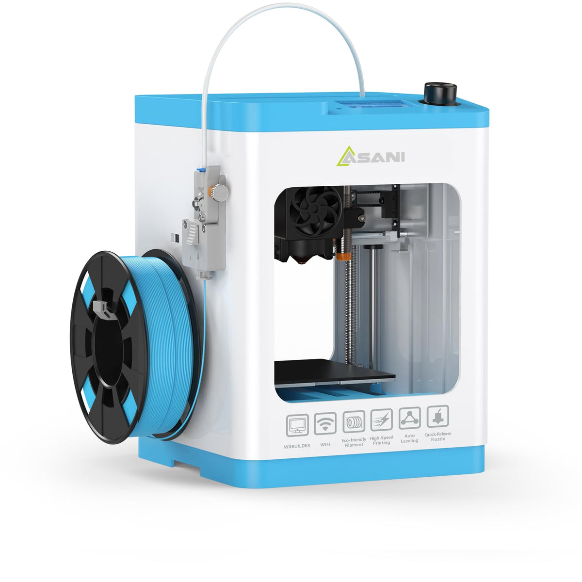 Fully Assembled Mini 3D Printer for Kids and Beginners, Complete Starter Kit, Auto Leveling 3D Printing Machine, PLA Filament, SD Card, WiFi, MAC Windows Linux (Blue (Upgraded Tina2 Plus Version))