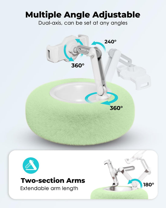 Viozon tablet stand pillow — 360° adjustable design with soft plush fabric and bowl.