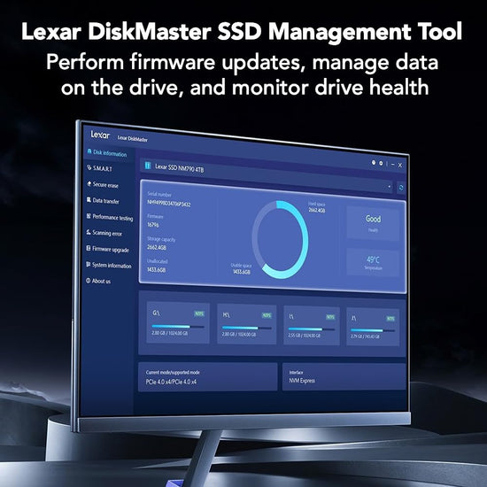 Lexar SSD with heatsink for PCIe Gen4 NVMe M.2 2280 internal storage