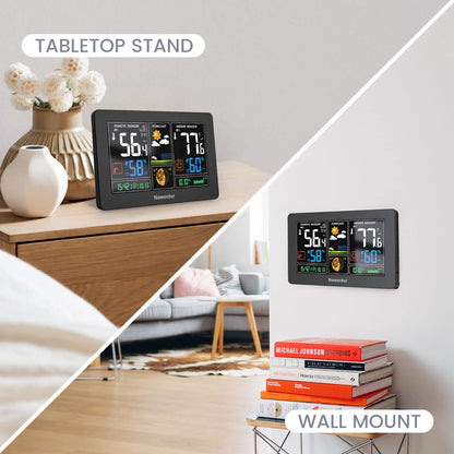 Newentor weather station — wireless indoor outdoor thermometer with color display and atomic clock