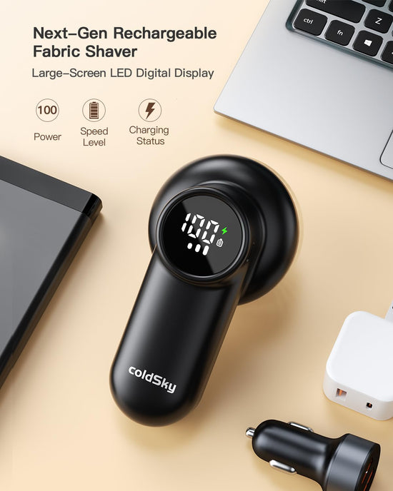 coldSky lint remover — Rechargeable with digital display and safety lock