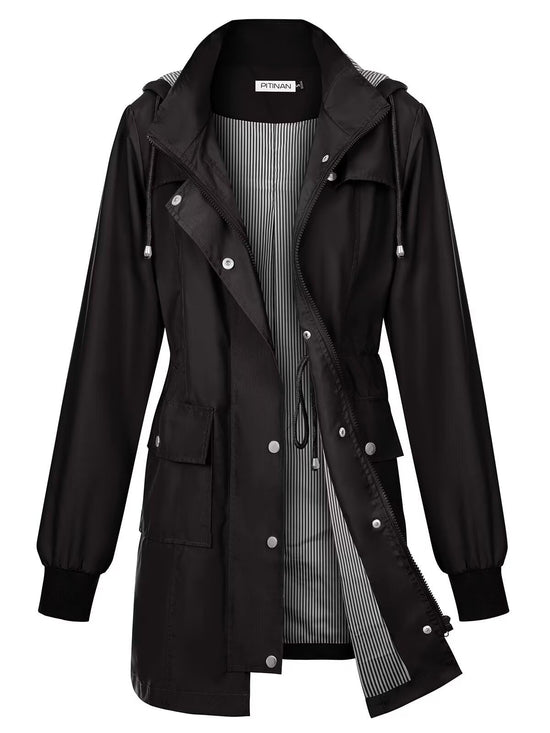 PITINAN rain coat — waterproof and lightweight with hood for women