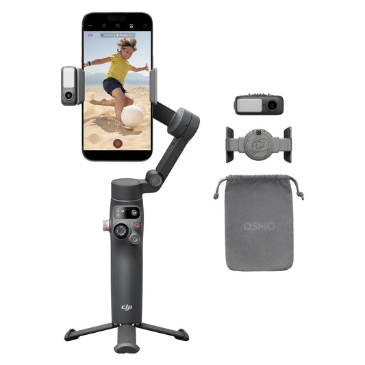 Camera support — DJI Osmo Mobile 7P with built-in extension rod and tripod