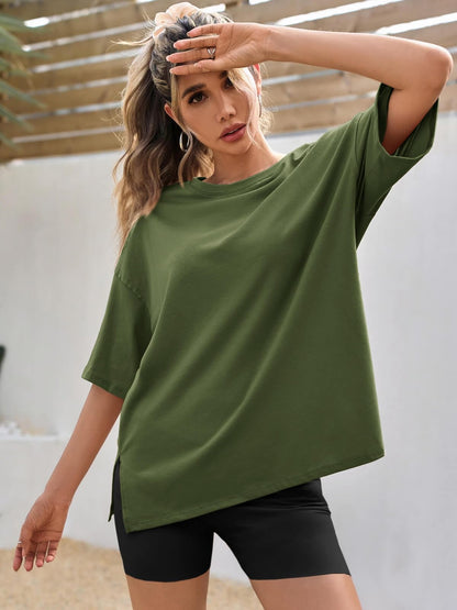 Tankaneo oversized casual t-shirt with side slit