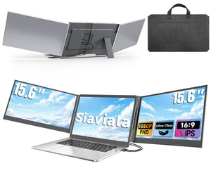 siaviala Laptop Screen Extender 15.6", 1080P FHD Triple Portable Monitor for Laptops 13-17.3", Ultra-Slim Dual Monitor Extender for Windows/Mac/Chrome/Dex, USB-C/HDMI Plug and Play