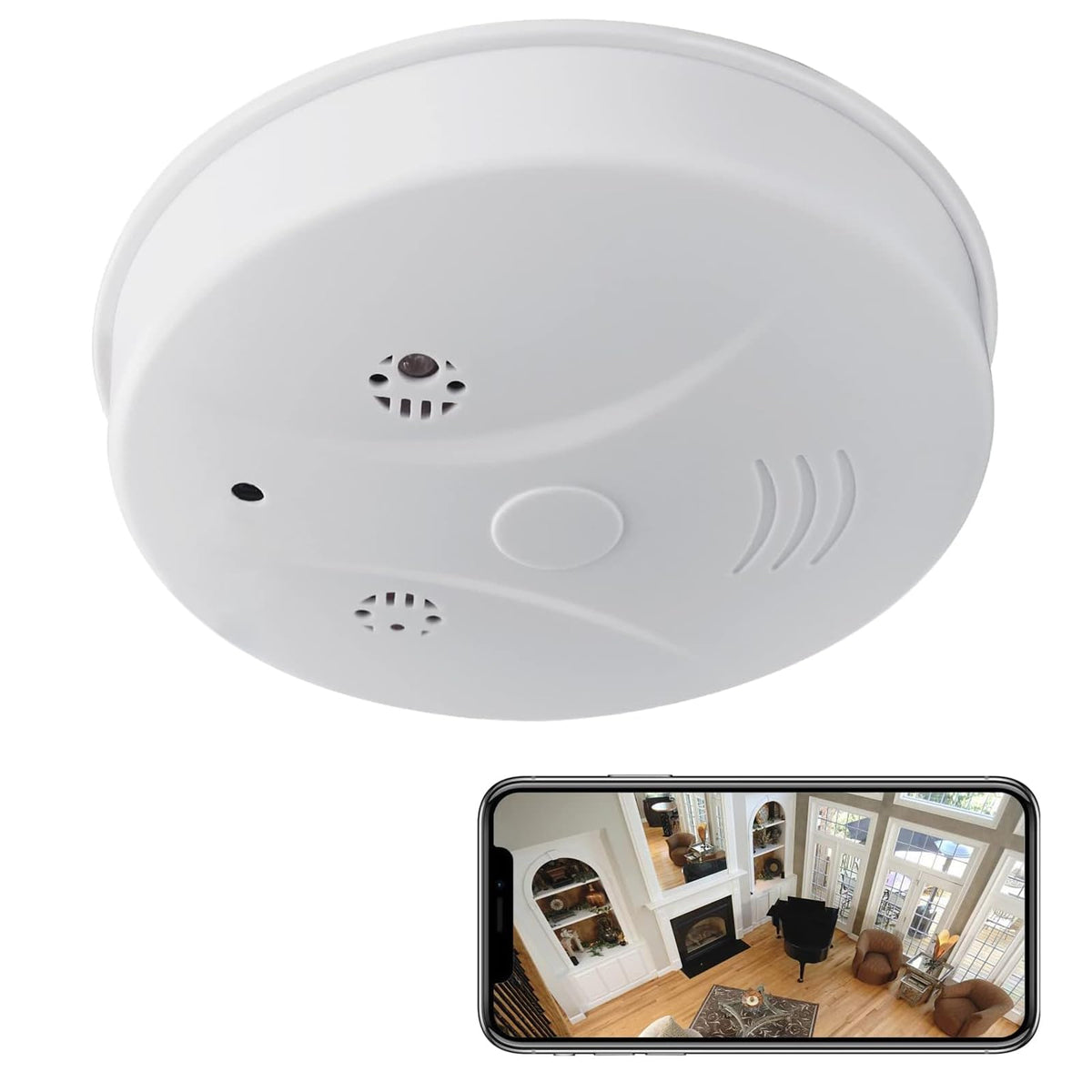 Home Security Spy Camera 1080P HD Smoke the Detector Hidden Camera WiFi Wireless Video Camera with App Control Night Vision Motion Detection Indoor Cam for Office, Pet