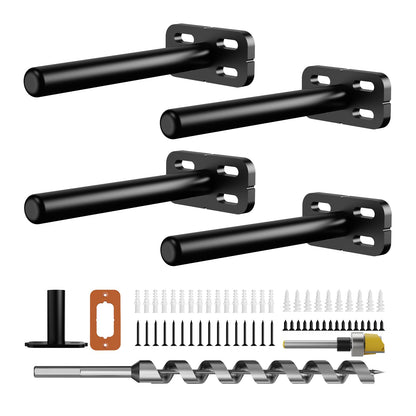 4pcs Wall Shelf Brackets Heavy Duty Floating Shelf Bracket Hidden,Invisible Black Shelving Brackets Decorative Floating Shelf Hardware Heavy Duty,Metal Shelf Support Bracket(4"-4pcs)