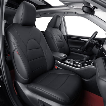 coverdream vehicle seat covers with semi-coverage for Honda Pilot Trailsport 2023-2026, black leather full set, 7-seat configuration, 2nd-row captain seats