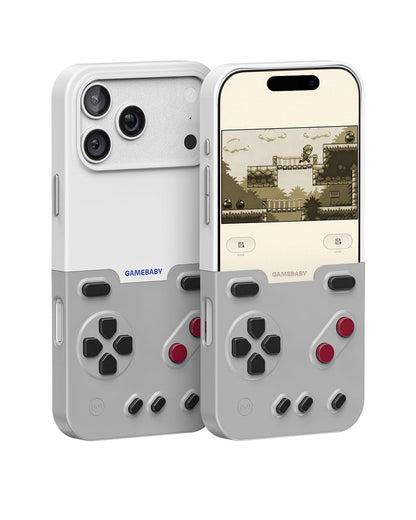 GameBaby for iPhone 17 Pro Case, Handheld Retro Gaming Console Style Phone Case with Physical Buttons for Gameboy Color Advance, Smartphone Cover Controller Supports Delta Emulator GB GBC GBA NES