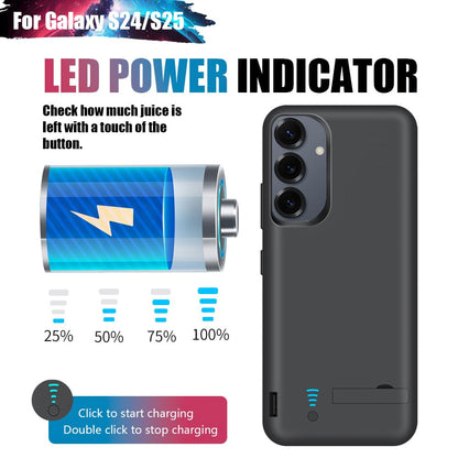 Sitong Battery Case for Samsung Galaxy S25 / S24, 5000mAh Rechargeable Extended Battery Charging Charger Case, Add 100% Extra Juice, Not Compatible with S25+ or S25 Ultra (6.2 Inches) Black