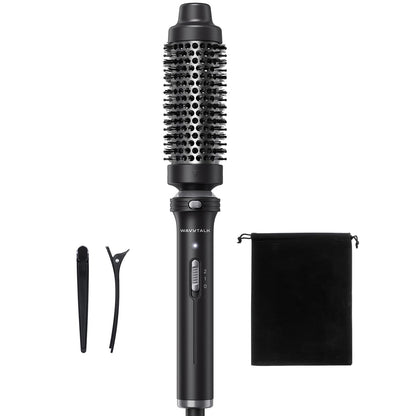 Wavytalk thermal brush — 1 1/2 inch heated round brush with detachable head and pouch