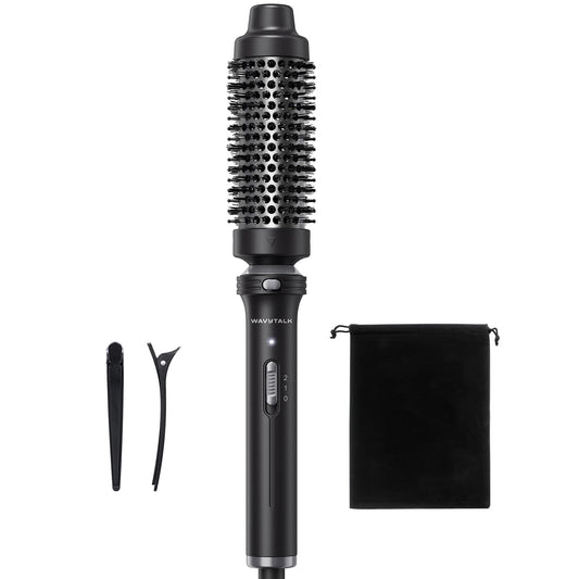 Wavytalk thermal brush — 1 1/2 inch heated round brush with detachable head and pouch