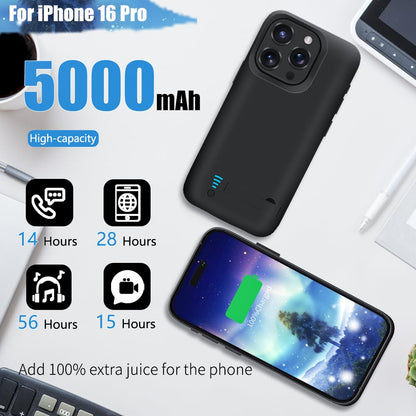 Sitong battery case — 5000mAh rechargeable extended charger for iPhone 16 Pro