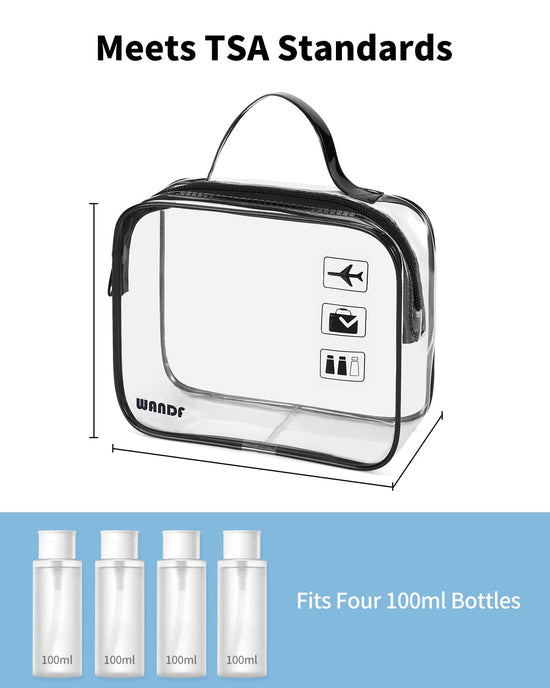 TSA approved clear travel toiletry bag - quart size cosmetic case with zippers