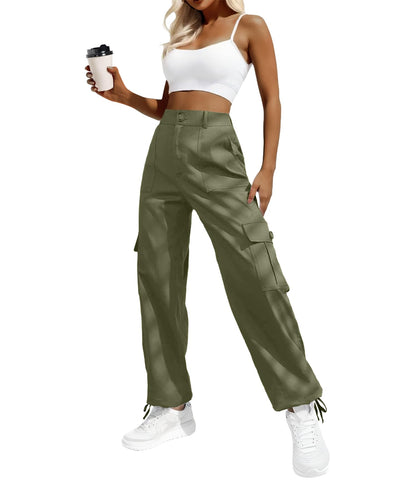 Lepunuo women's cargo pants — High waisted with drawstring ankle cuffs and 6 pockets