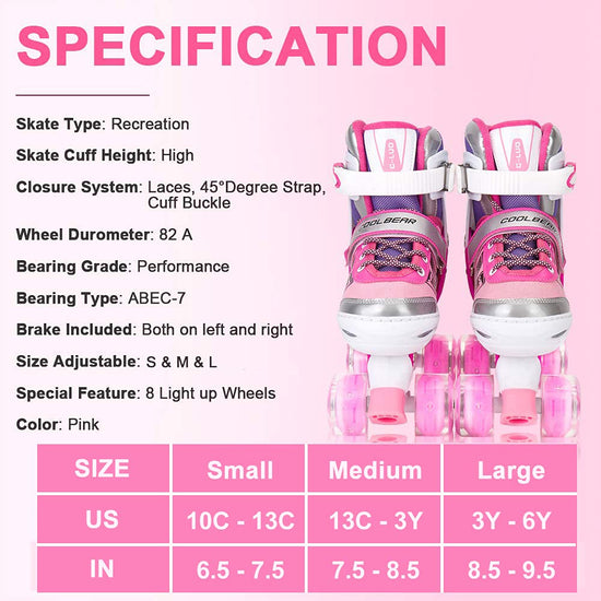 Sowume roller skates with illuminating wheels for girls and women