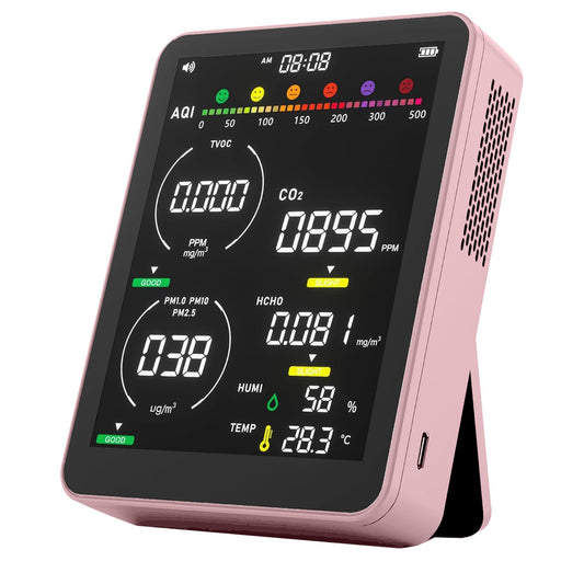 16-in-1 Indoor Air Quality Monitor, High-Precision Multi-Parameter Smart Air Quality Tester with HD Real-Time Color Screen, Portable Air Quality Monitor for Home, Office, Cars, School, Bedroom