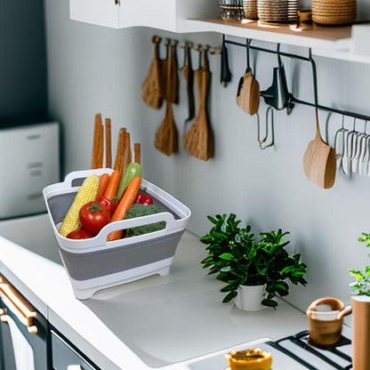 GIMWA collapsible wash basin — space-saving design with drain plug