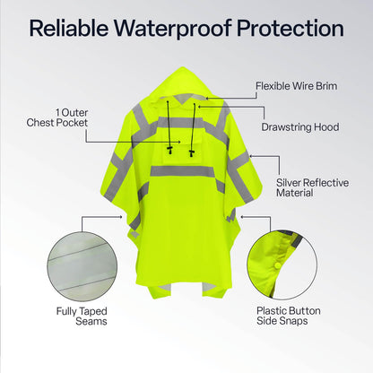 GGS rain poncho — high visibility and waterproof design with drawstring hood