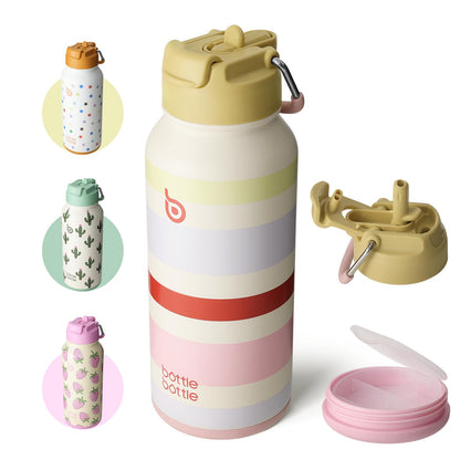 Bottle 32oz insulated water bottle with straw and dual-use lid design for gym with pill box