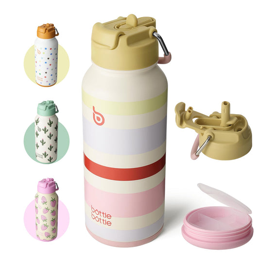 Bottle 32oz insulated water bottle with straw and dual-use lid design for gym with pill box
