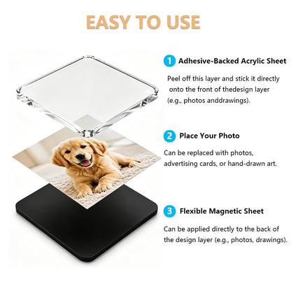 20 Pack 2x2 Inch Clear Acrylic DIY Fridge Magnet Kit
