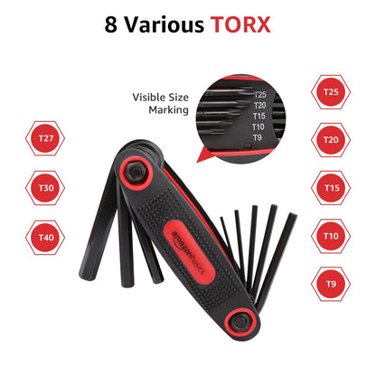 Amazon Basics folding hex key set — chrome vanadium steel, 3-pack