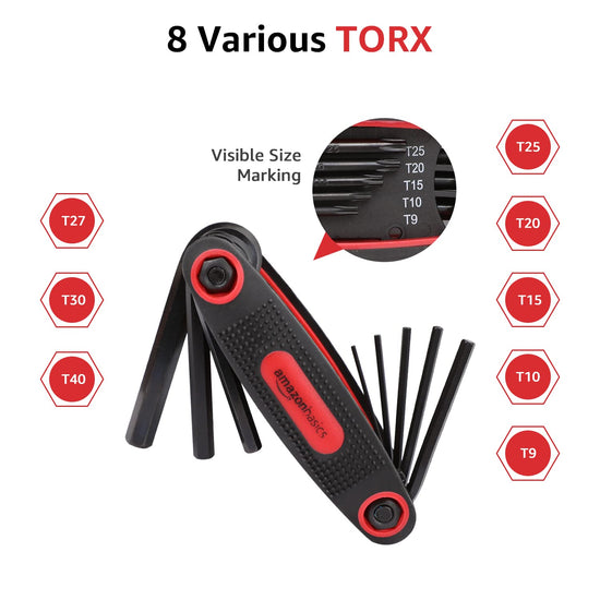Amazon Basics wrench set — Folding hex key set with metric and SAE sizes, 3-pack