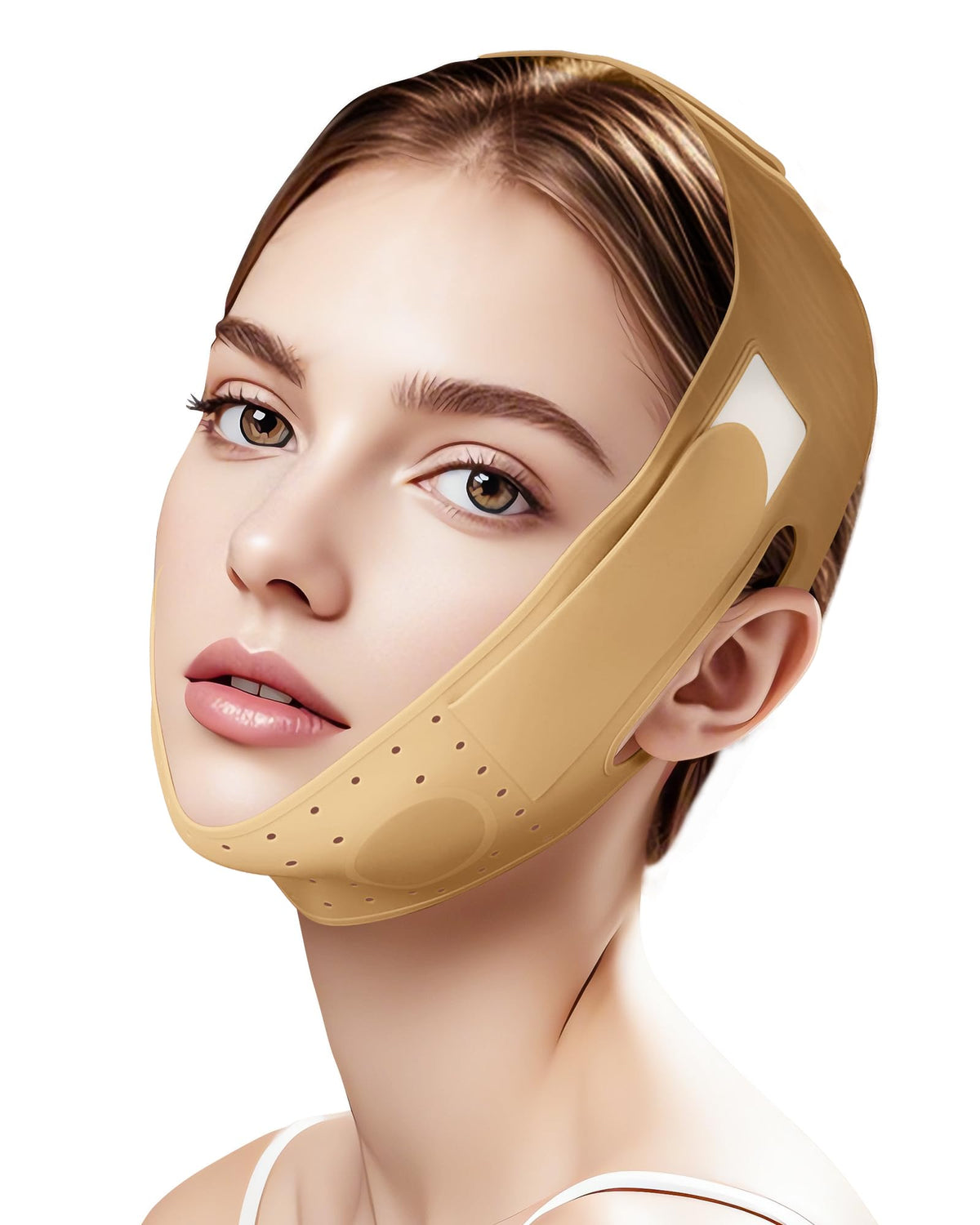 Reusable V Line Silicone Face Strap, Soft Silicone Chin Strap for Women 23-27 Inches yellow