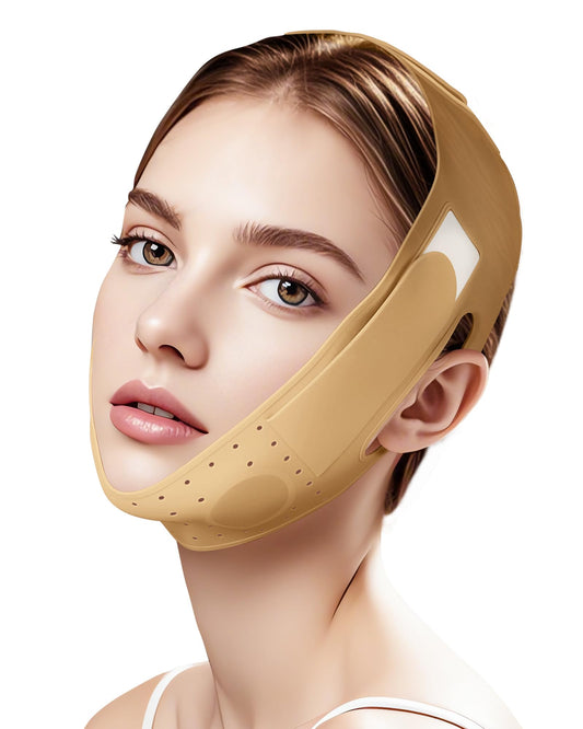 Reusable V Line Silicone Face Strap, Soft Silicone Chin Strap for Women 23-27 Inches yellow