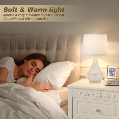 Seealle 19.4 ceramic table lamps - set of 2 for bedside and desk use